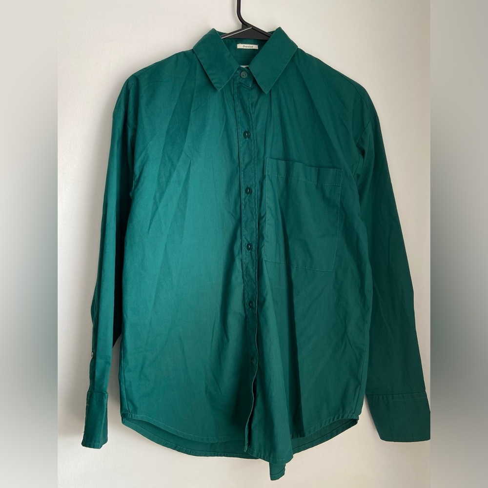 Abercrombie and Fitch Oversized Button Down in Emerald Green